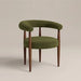 Elan Wooden Carver Dining Chair | Olive Green Sustainable Velvet & Walnut