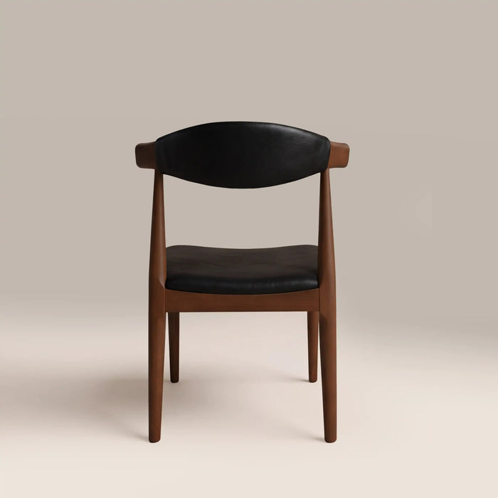 Marton Wooden Dining Chair Vintage Black Faux Leather & Walnut