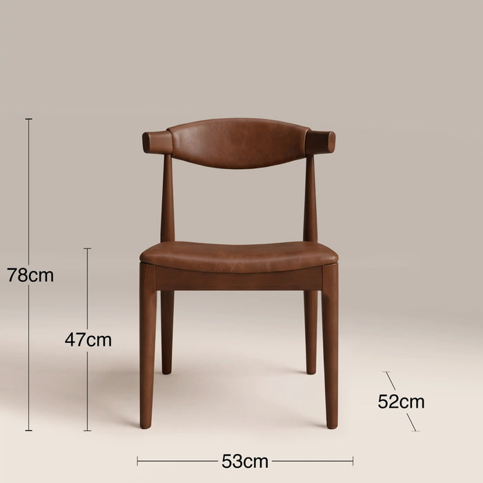 Marton Wooden Dining Chair Vintage Tan Faux Leather & Walnut