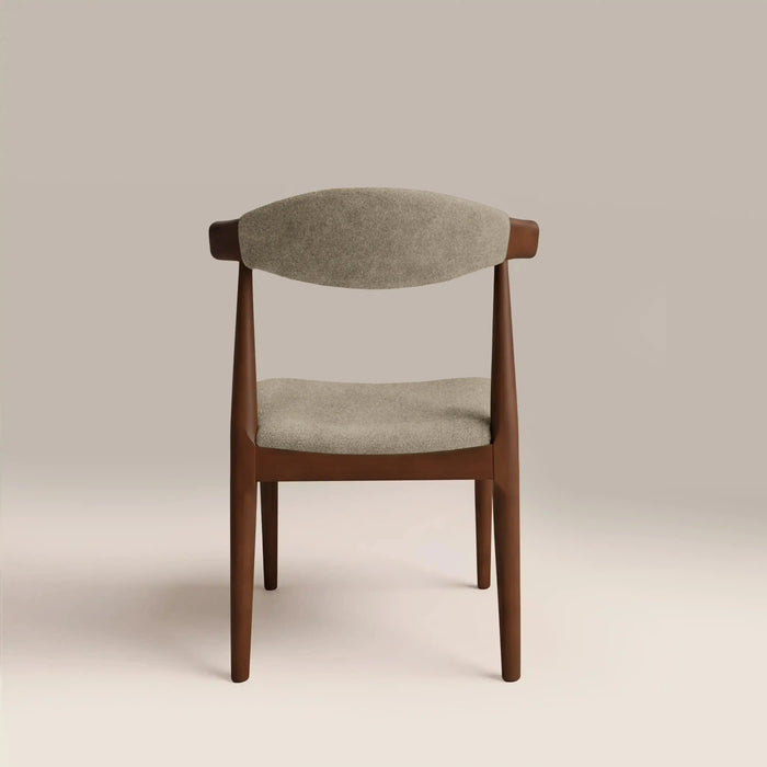 Marton Wooden Dining Chair Soft Barley Sustainable Mohair Velvet & Walnut