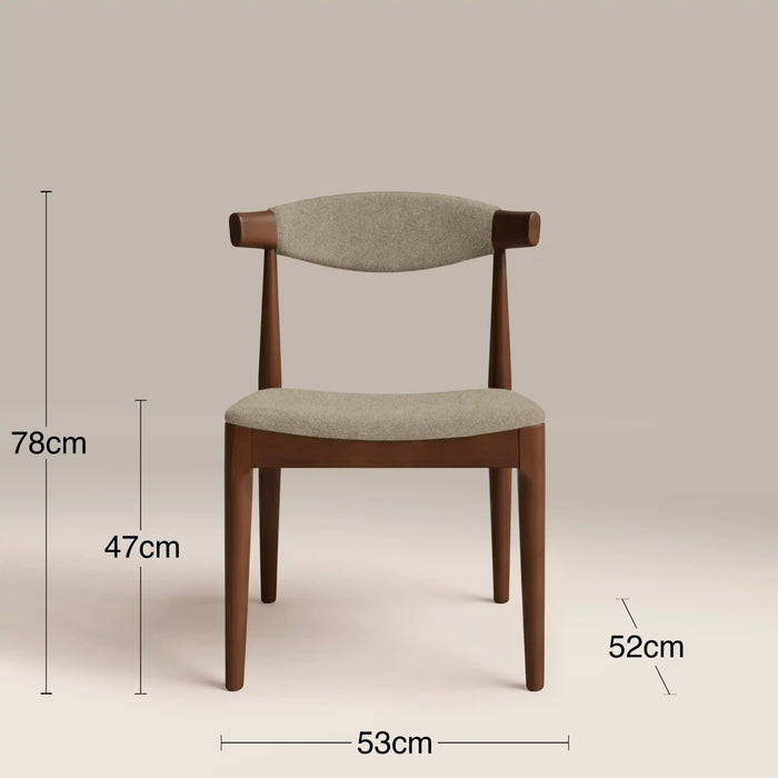 Marton Wooden Dining Chair Soft Barley Sustainable Mohair Velvet & Walnut