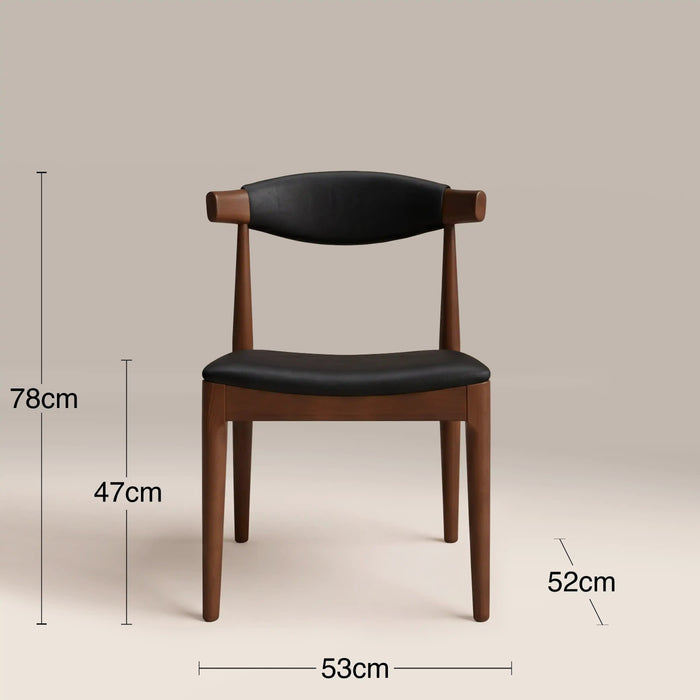 Marton Wooden Dining Chair Vintage Black Faux Leather & Walnut
