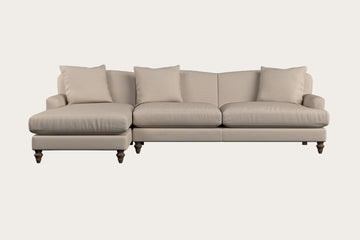 Deni Grand Left Hand Chaise Sofa - Recycled Cotton Natural