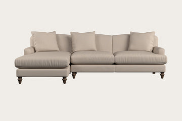 Deni Large Left Hand Chaise Sofa - Recycled Cotton Natural