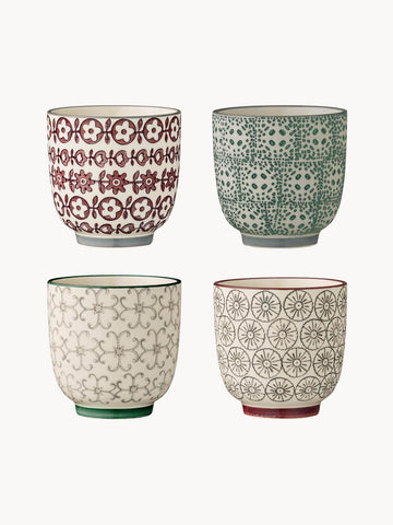 Cups Karine with Small Pattern, Set of 4