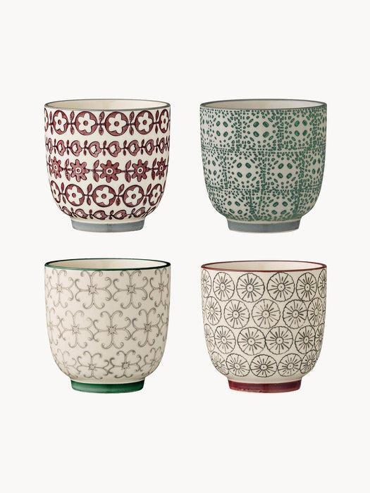 Cups Karine with Small Pattern, Set of 4