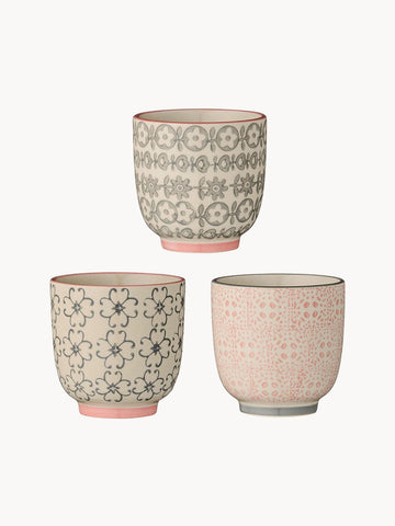 Cups CÃÂ©cile with Small Pattern, Set of 3