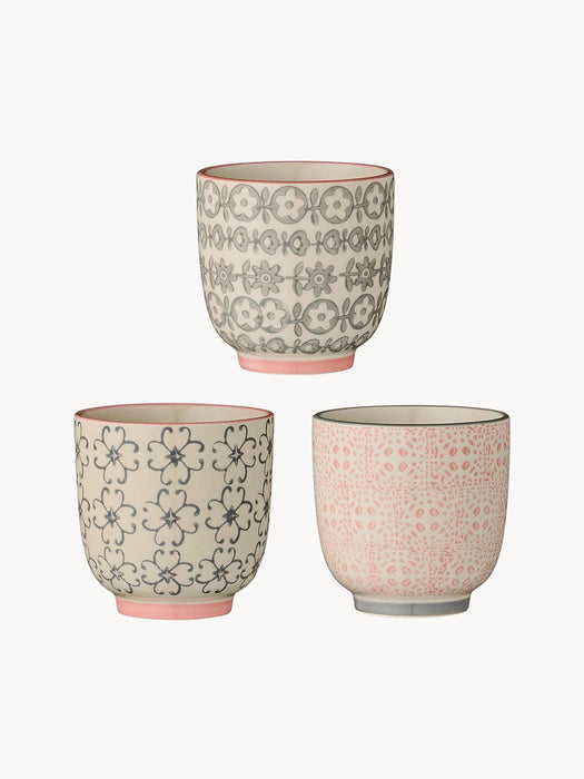 Cups CÃÂ©cile with Small Pattern, Set of 3