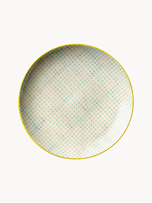 Hand-Painted Breakfast Plates Carla with Playful Pattern, Set of 3