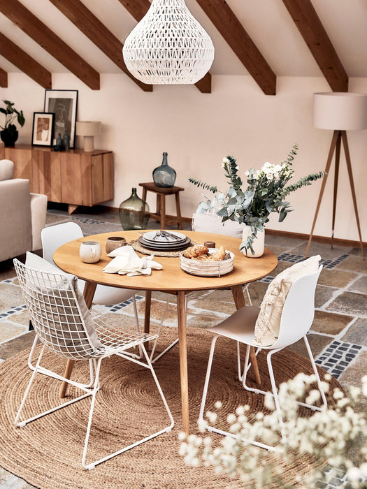 Round Oak Wood Dining Table Yumi 115 cm