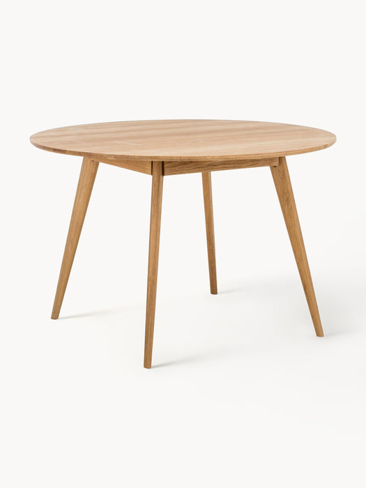 Round Oak Wood Dining Table Yumi 115 cm