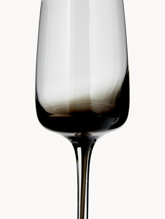 Mouth-Blown Champagne Glasses Smoke with Colour Gradient Set of 4
