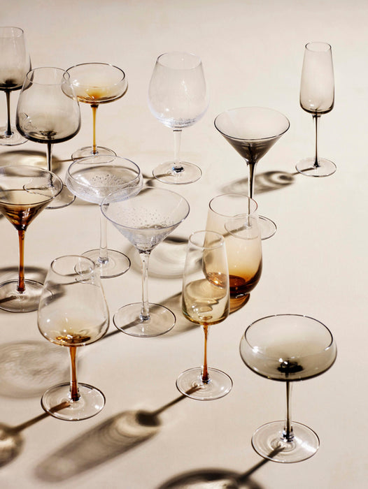 Mouth-Blown Champagne Glasses Smoke with Colour Gradient Set of 4