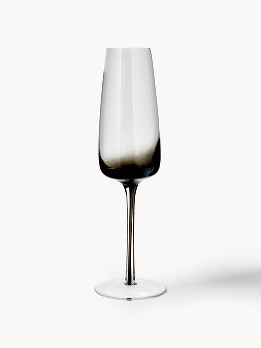 Mouth-Blown Champagne Glasses Smoke with Colour Gradient Set of 4