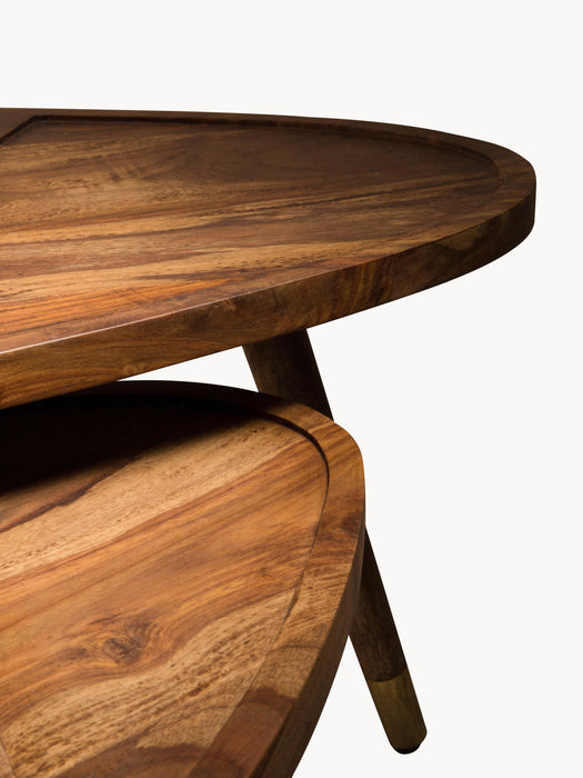 Oval Sheesham Wood Coffee Tables Sham Set of 2
