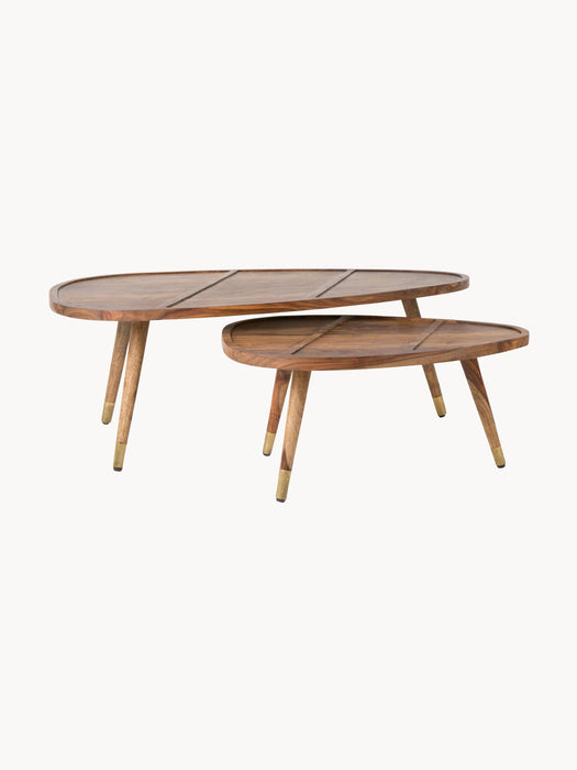 Oval Sheesham Wood Coffee Tables Sham Set of 2