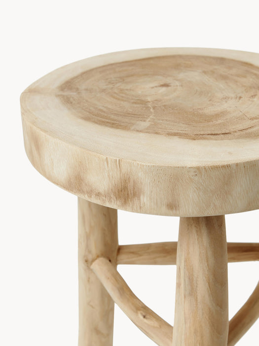 Round Mungur Wood Stool Beachside