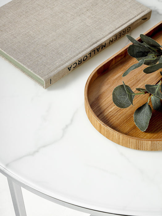 Round Coffee Table Antigua with Marble Effect Glass Top