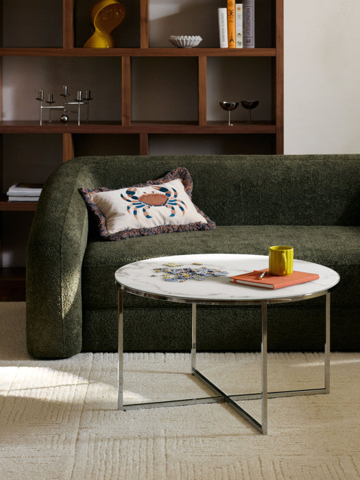 Round Coffee Table Antigua with Marble Effect Glass Top