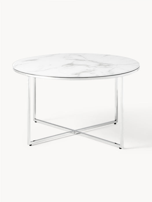 Round Coffee Table Antigua with Marble Effect Glass Top