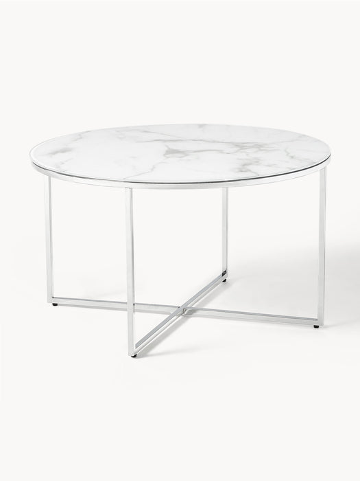 Round Coffee Table Antigua with Marble Effect Glass Top