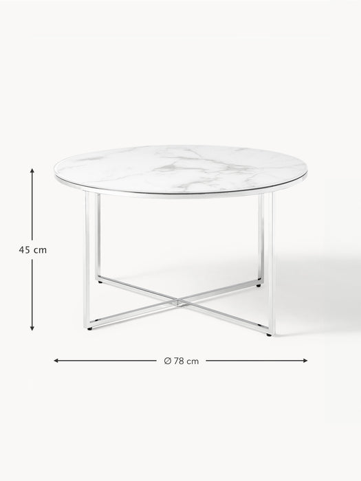 Round Coffee Table Antigua with Marble Effect Glass Top