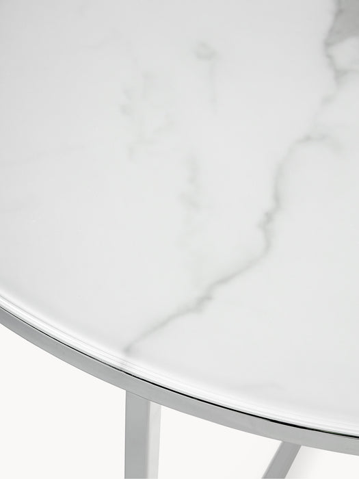 Round Coffee Table Antigua with Marble Effect Glass Top
