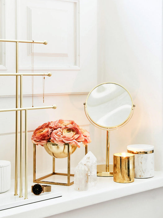 Round Cosmetic Mirror Classic with Magnification and Metal Base