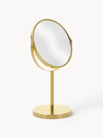 Round Cosmetic Mirror Classic with Magnification and Metal Base