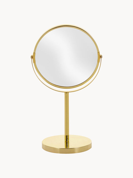 Round Cosmetic Mirror Classic with Magnification and Metal Base