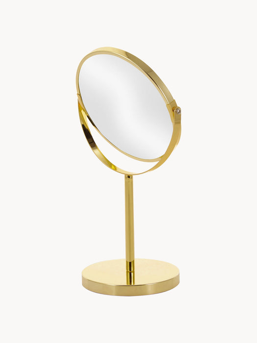 Round Cosmetic Mirror Classic with Magnification and Metal Base
