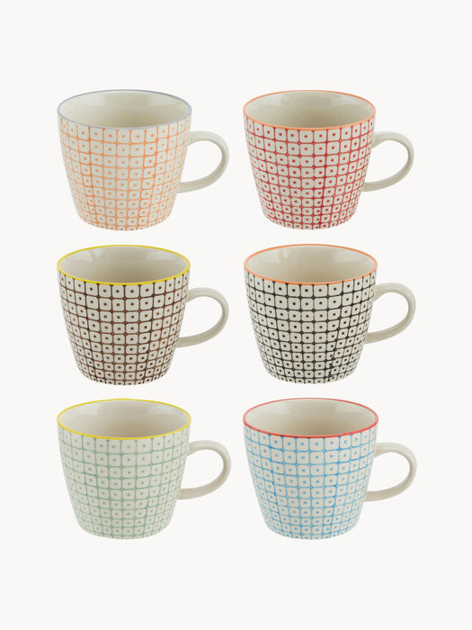 Mugs Carla with Small Pattern, Set of 6