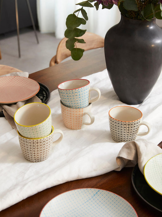 Mugs Carla with Small Pattern, Set of 6