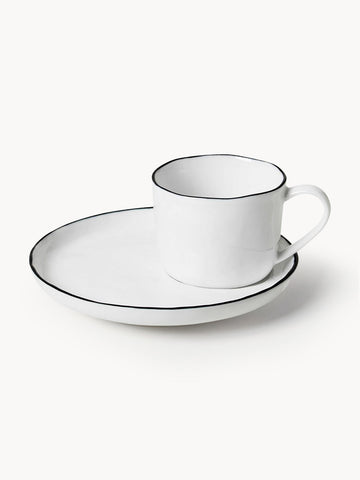 Handmade Porcelain Espresso Coffee Cup Salt with Saucer