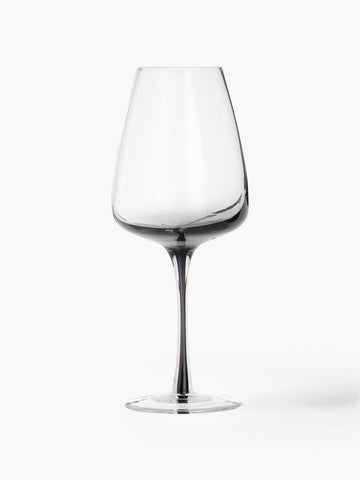 Mouth-Blown Wine Glasses Smoke with Colour Gradient, Set of 4