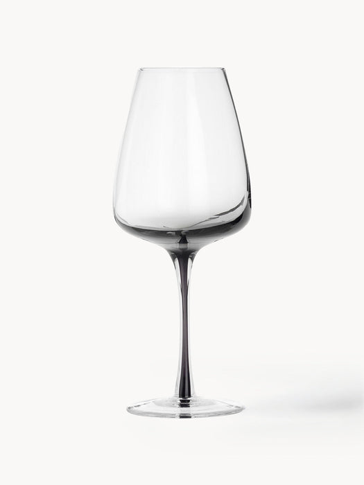 Mouth-Blown Wine Glasses Smoke with Colour Gradient, Set of 4