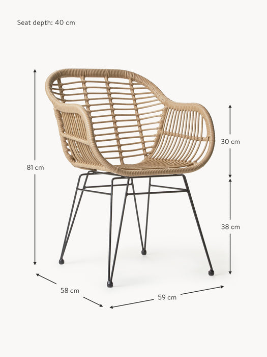 Polyrattan Dining Chairs Costa with Armrests Set of 2