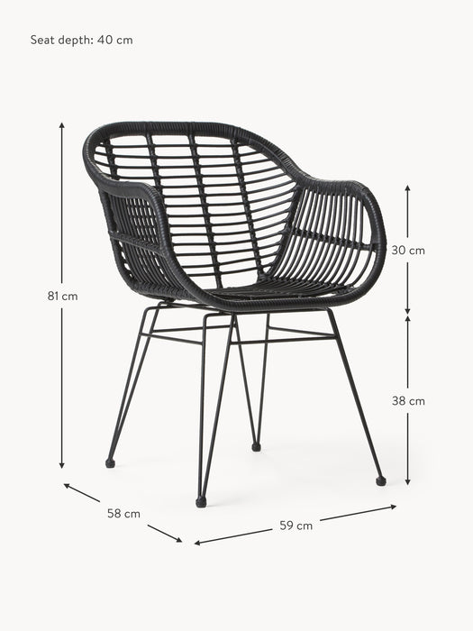 Polyrattan Dining Dining Chairs Costa with Armrests Set of 2