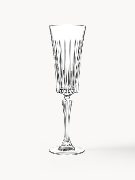 Crystal Champagne Flutes Timeless with Embossed Pattern Set of 6