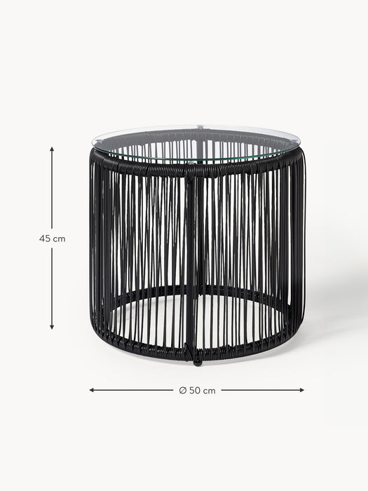 Round Plastic Wickerwork Side Table Bahia