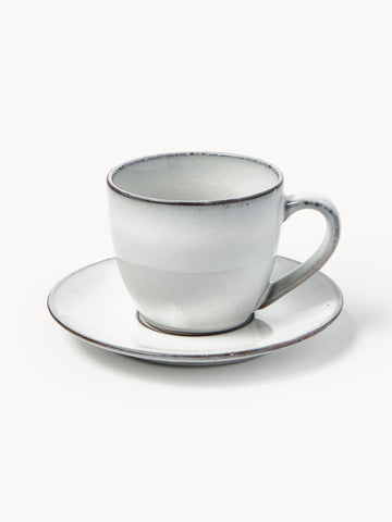 Handmade Coffee Cup Nordic Sand with Saucer