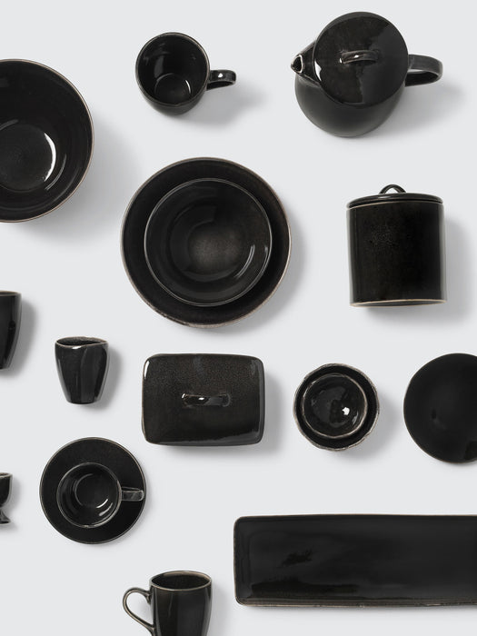 Handmade Tea Cup Nordic Coal with Saucer