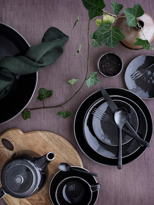 Handmade Tea Cup Nordic Coal with Saucer