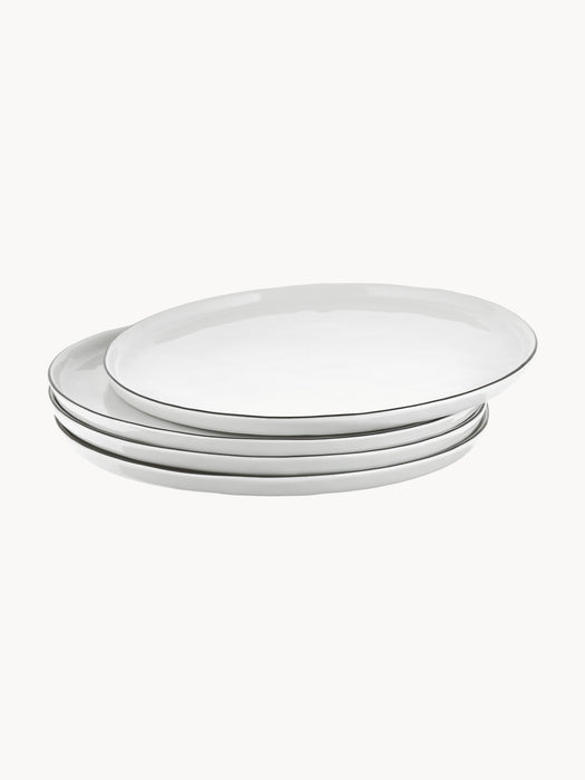 Handmade Porcelain Dinner Plates Salt Set of 4
