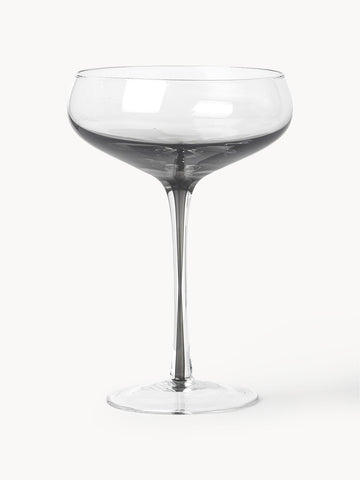 Mouth-Blown Champagne Saucers Smoke with Colour Gradient, Set of 4