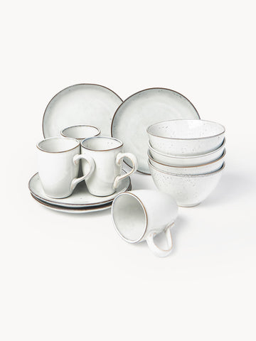 Handmade Breakfast Set Nordic Sand, 4 People, Set of 12