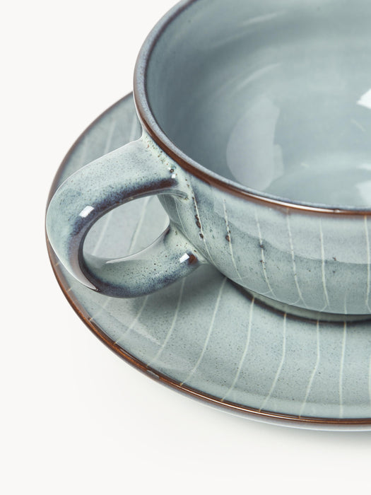 Handmade Tea Cup Nordic Sea with Saucer