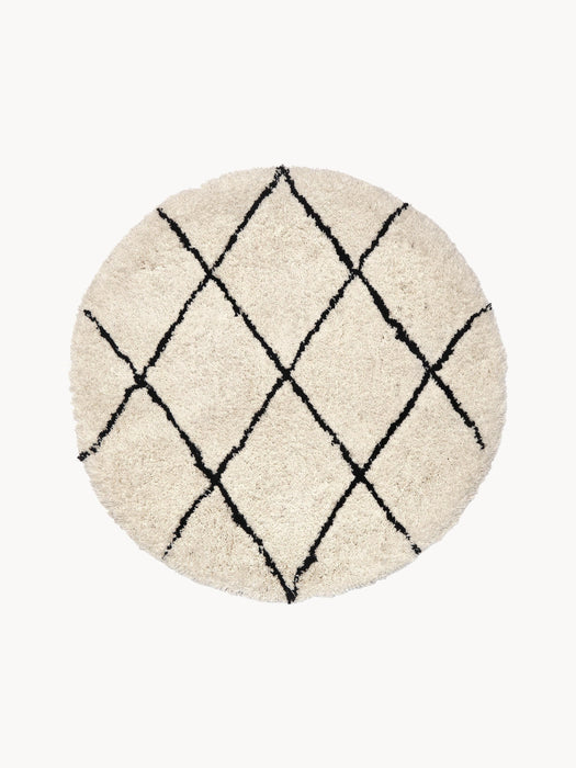 Round Hand-Tufted Fluffy High-Pile Rug Naima