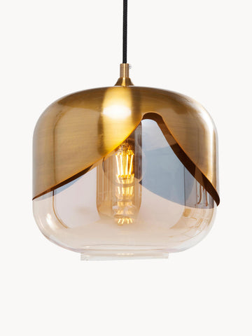 Small Glass Pendant Light Golden Goblet