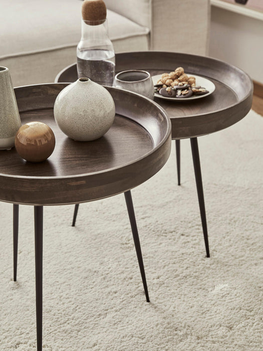 Round Mango Wood Side Table Bowl